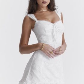 Odessa White Embroidered Mini Dress - Image 10