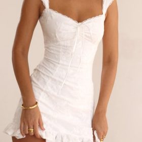 Odessa White Embroidered Mini Dress - Image 16