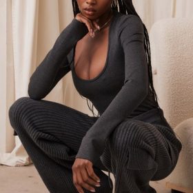 Marianna Charcoal Loungewear Bodysuit - Image 5