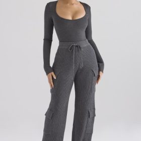 Marianna Charcoal Loungewear Bodysuit - Image 7