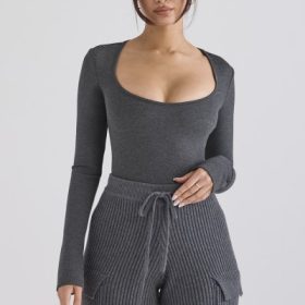 Marianna Charcoal Loungewear Bodysuit - Image 9
