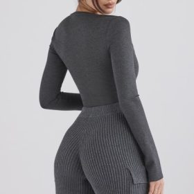 Marianna Charcoal Loungewear Bodysuit - Image 11