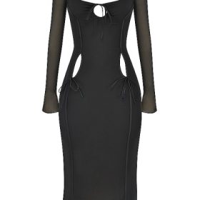 Ophelia Black Cutout Midi Dress - Image 2
