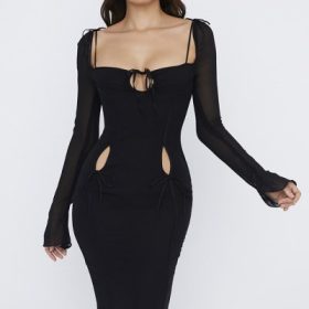 Ophelia Black Cutout Midi Dress - Image 5