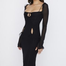 Ophelia Black Cutout Midi Dress - Image 10