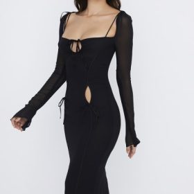 Ophelia Black Cutout Midi Dress - Image 11