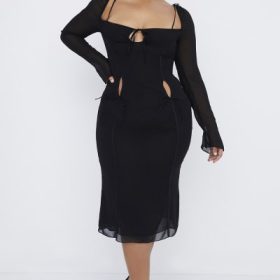 Ophelia Black Cutout Midi Dress - Image 14