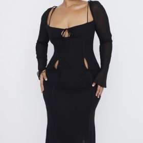 Ophelia Black Cutout Midi Dress - Image 15