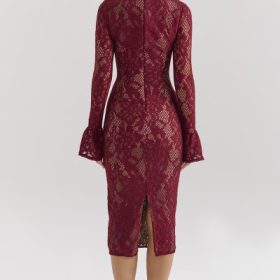 Pierette Berry Lace Midi Dress - Image 2