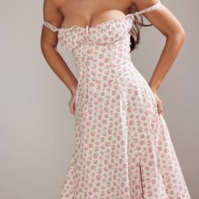 Carmen White Rosebud Print Cotton Bustier Sundress - Image 14