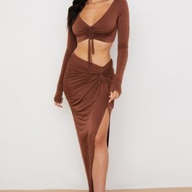 Angelita Chocolate Gathered Crop Top - Image 9