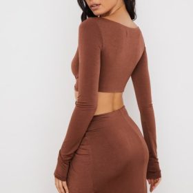 Angelita Chocolate Gathered Crop Top - Image 12