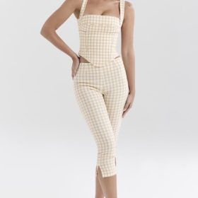 Carella Gingerbread Gingham Capri Trousers - Image 7