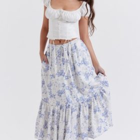 Aitana Blue Print Midi Skirt - Image 5