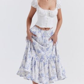 Aitana Blue Print Midi Skirt - Image 7