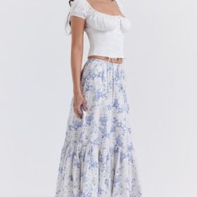 Aitana Blue Print Midi Skirt - Image 8