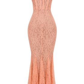 Cordelia Sorbet Lace Godet Maxi Dress - Image 4
