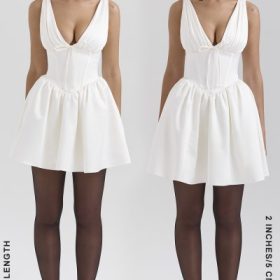 Emmeliette Ivory Satin Mini Dress - Image 2