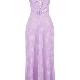 Seren Orchid Floral Lace Back Maxi Dress - Image 4