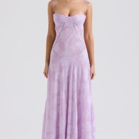 Seren Orchid Floral Lace Back Maxi Dress - Image 5