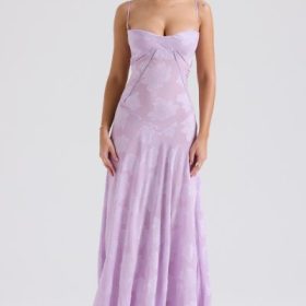 Seren Orchid Floral Lace Back Maxi Dress - Image 7