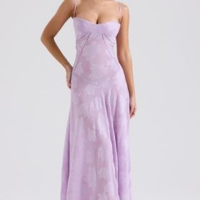 Seren Orchid Floral Lace Back Maxi Dress - Image 8