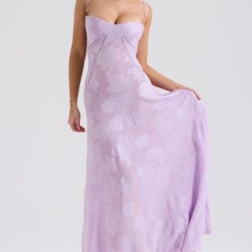 Seren Orchid Floral Lace Back Maxi Dress - Image 9