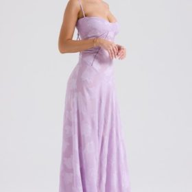 Seren Orchid Floral Lace Back Maxi Dress - Image 10